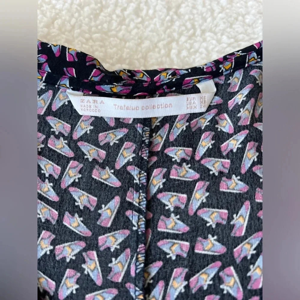 Zara Trafaluc Collection | Football Boot Tie Back Short Sleeve Top - Size XS - Picture 3 of 5